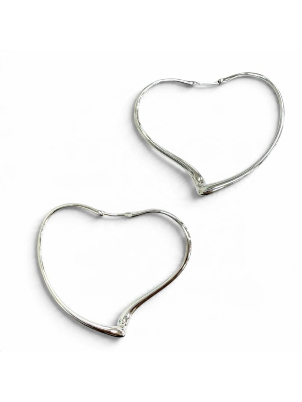Tiffany & Co Elsa Peretti Open Heart Hoop Earrings Medium Silver